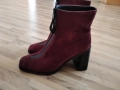 Елегантни боти цвят бордо от естествен велур, снимка 3