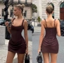 Нова кафява клубна къса рокля, снимка 5