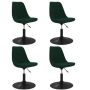 vidaXL Въртящи се трапезни столове, 4 бр, тъмнозелени, кадифе