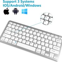 Безжична мини клавиатура, за IOS, Windows, Android (сребристо бяло), снимка 4 - Клавиатури и мишки - 45222637