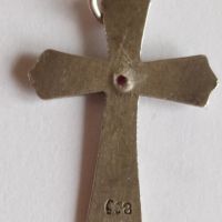 Сребърен кръст с рубин., снимка 5 - Колиета, медальони, синджири - 45418303