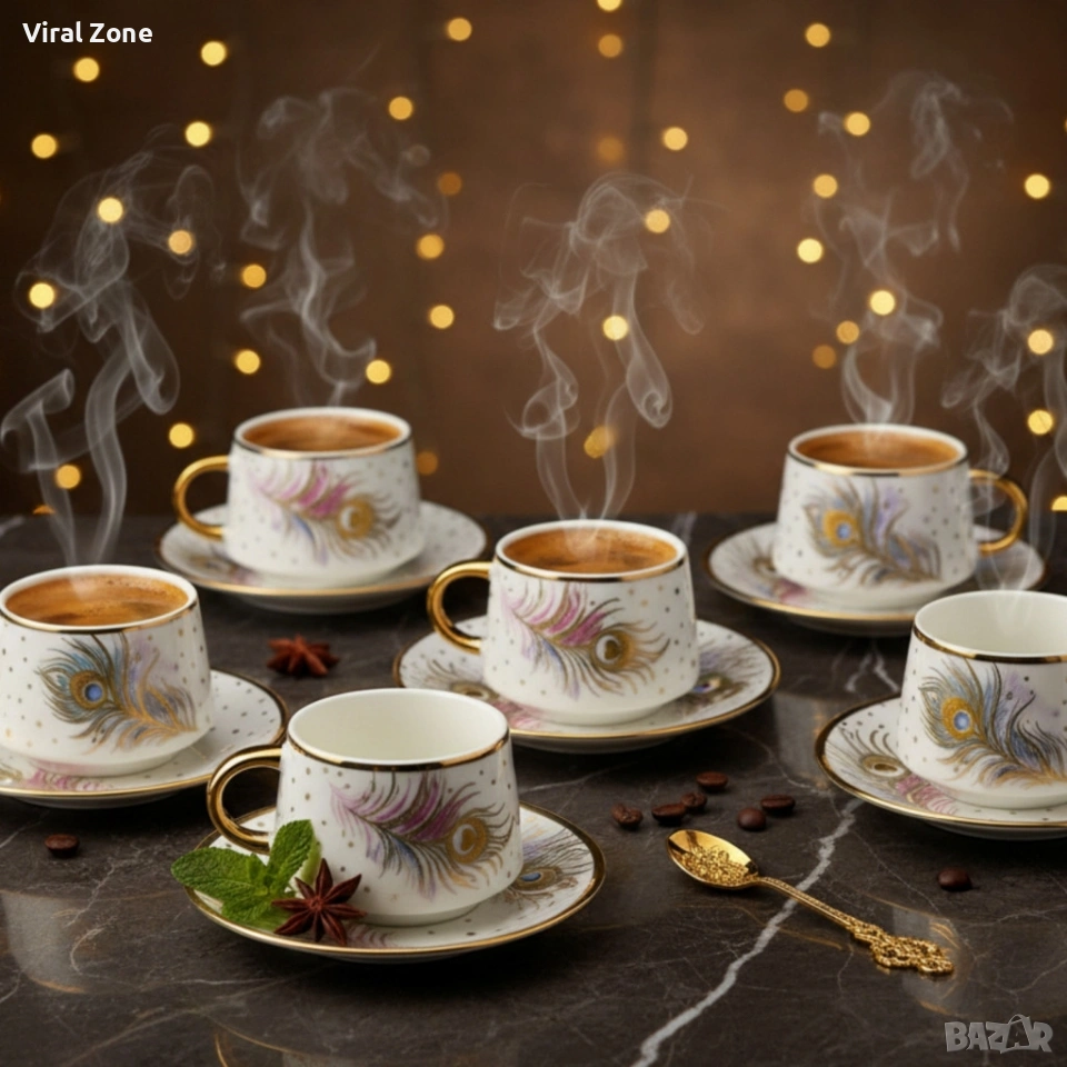Луксозен сервиз за кафе – елегантност, която превръща всяка глътка в ритуал, снимка 1