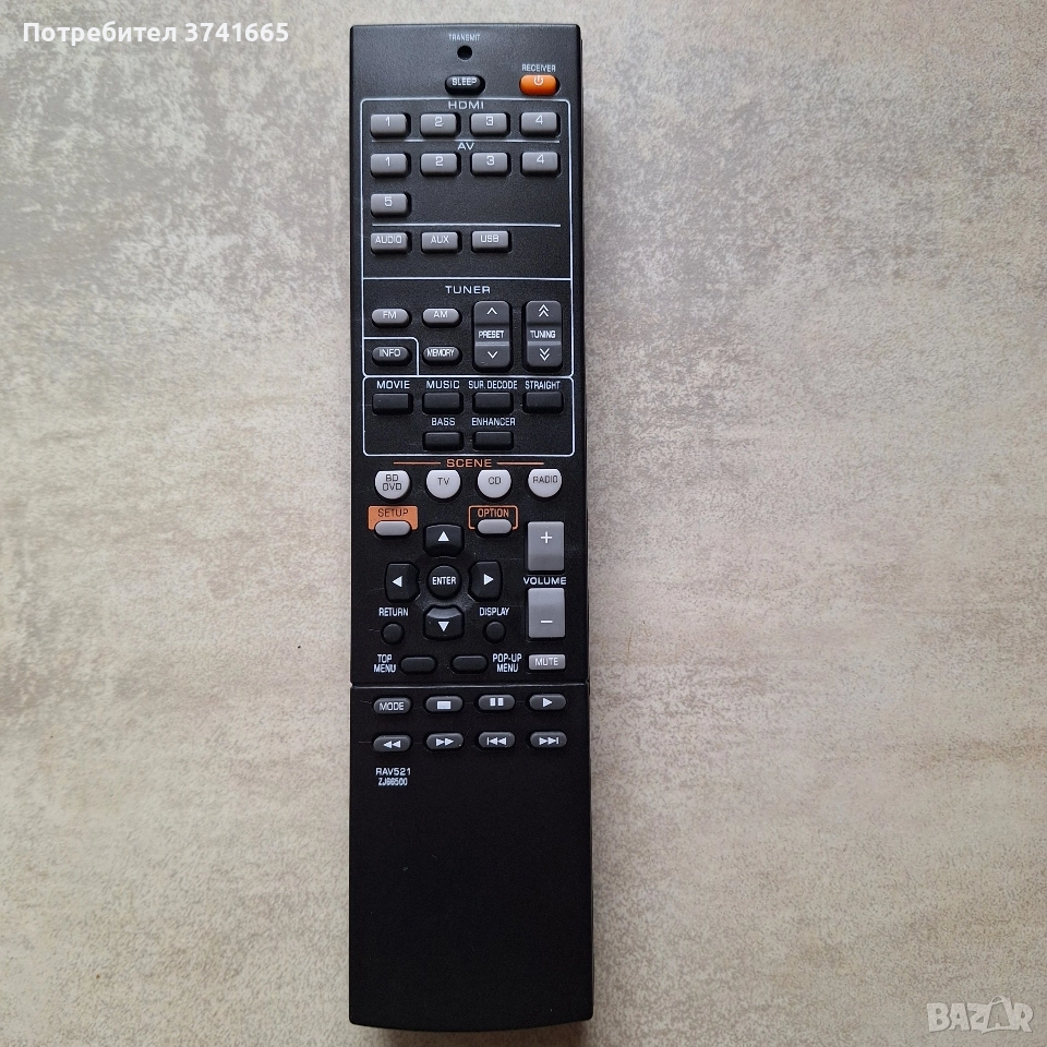 Дистанционно за AV ресивър YAMAHA RAV521 , снимка 1