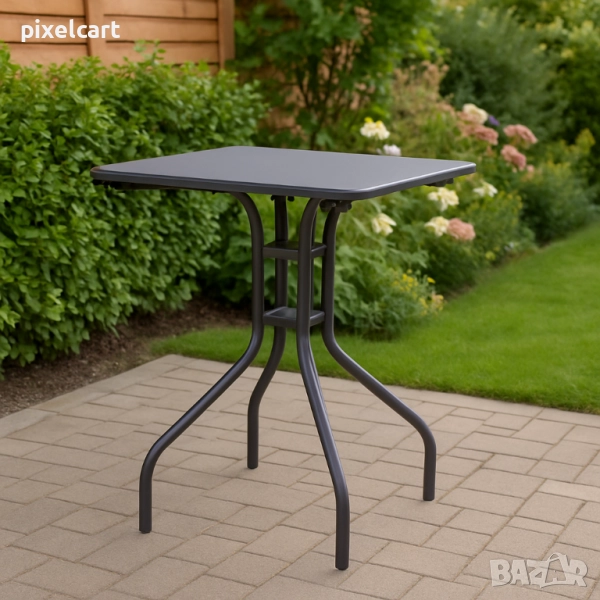 Стилна стоманена маса - тъмносиво, снимка 1