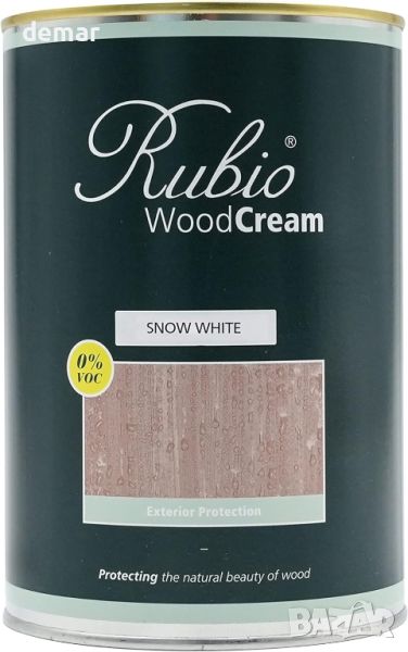 Rubio Monocoat Wood Wax Cream 15 m² - за дърво, консервант за дърво, снежно бяло, 1 литър, снимка 1