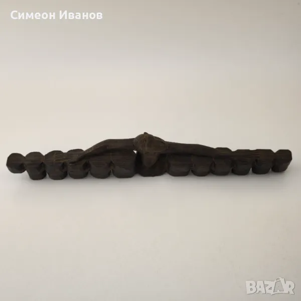 Стара африканска абаносова статуетка на барабанист #5885, снимка 1