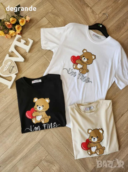 Бели тениски с щампа Мече , снимка 1