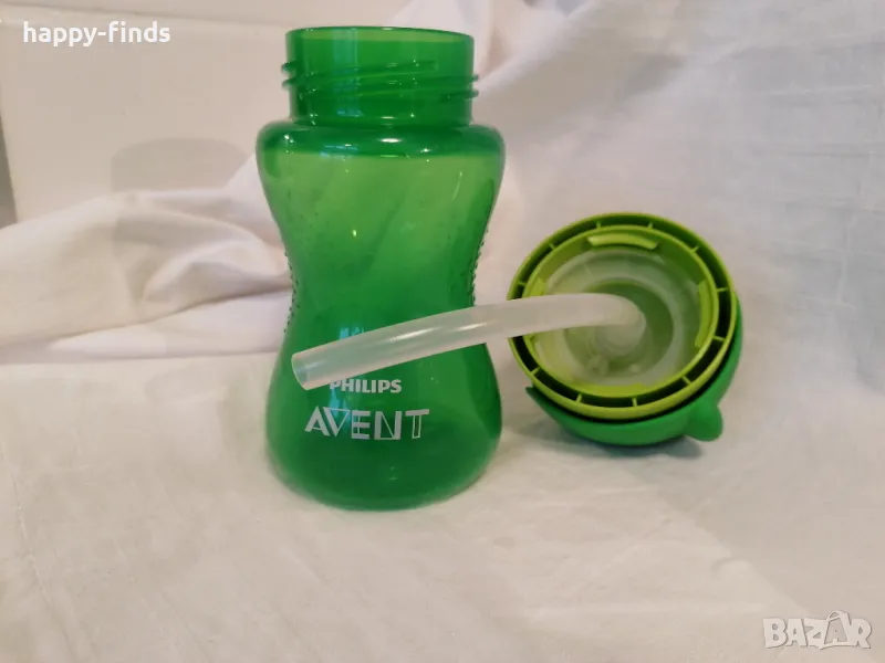 Детска чаша PHILIPS AVENT със сламка  300 ML ЗЕЛЕНА 12 М + , снимка 1