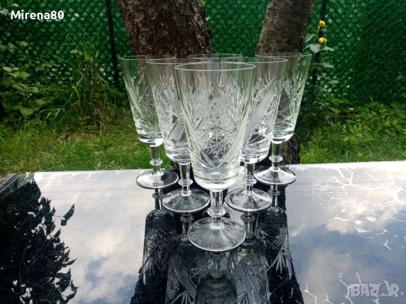 Български кристални чаши - 6 бр., снимка 1