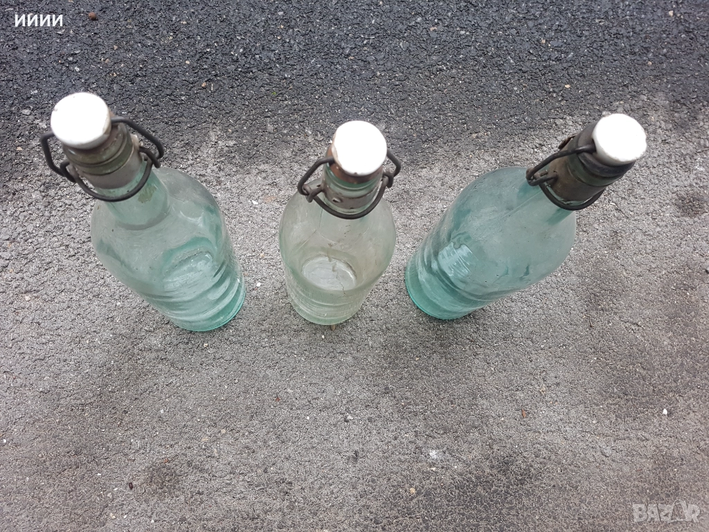 Шише с порцеланова тапа 3 бр, снимка 1