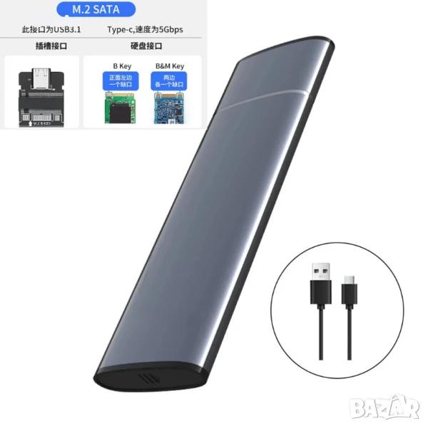Алуминиева кутийка за SSD M.2 SATA , снимка 1
