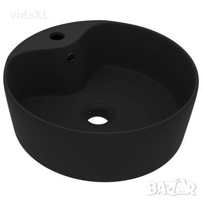 vidaXL Луксозна мивка с преливник черен мат 36x13 см керамика*SKU:147041, снимка 1