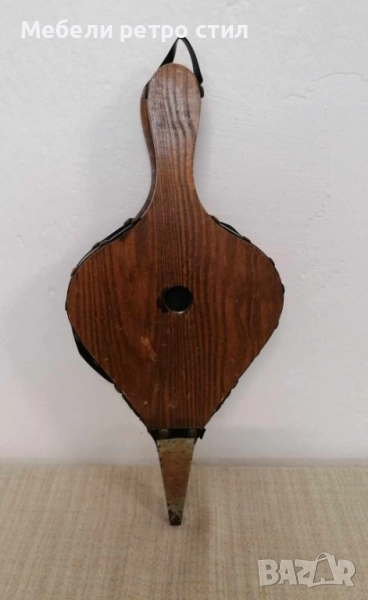 Дървено духало за камина с кожени и метални елементи, напълно функционално. Подходящо за използване., снимка 1