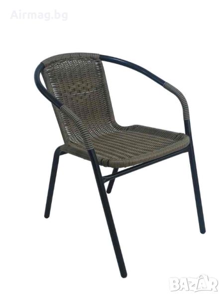 Градински стол метал / PVC ратан SC-037 капучино, снимка 1