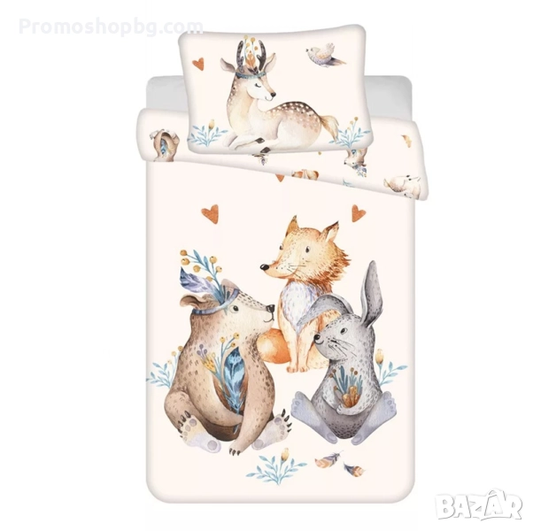 Детски спален комплект Animals, 100 % памук, 2 части, 100x135 см, снимка 1
