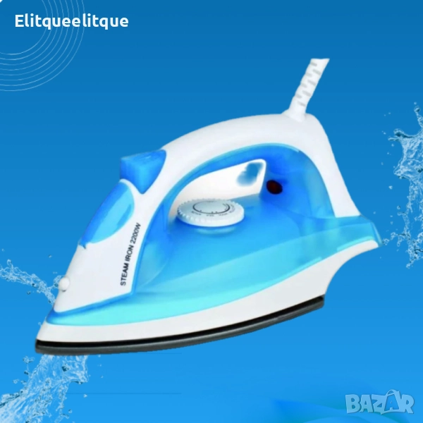 Ютия Rosberg, 2200W, Тефлонова плоча, Терморегулатор, Функция пара, Син/Бял, снимка 1