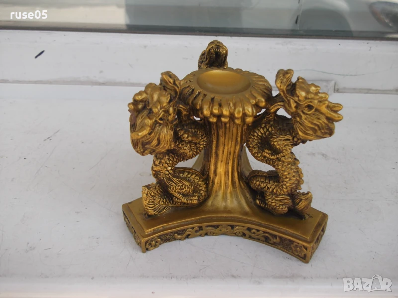 Свещник за една свещ с три дракона, снимка 1