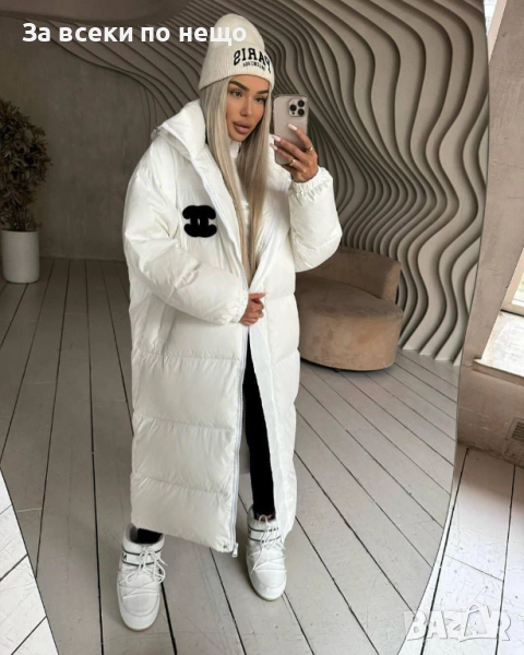 Chanel Дамско Бяло Дълго Зимно Яке С Качулка Шанел Код A1117, снимка 1