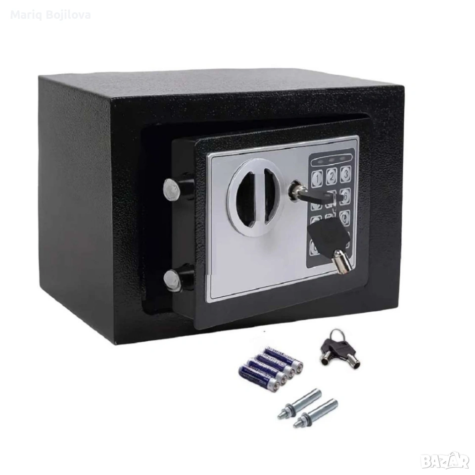 Електронен сейф с кодова клавиатура и резервен механичен ключ., снимка 1