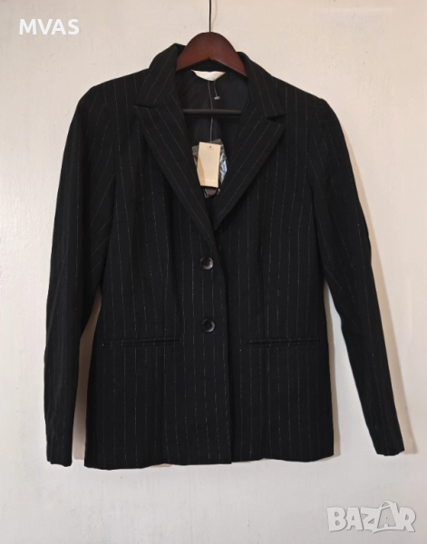 Ново дамско черно официално сако с блестящи нишки S M, снимка 1
