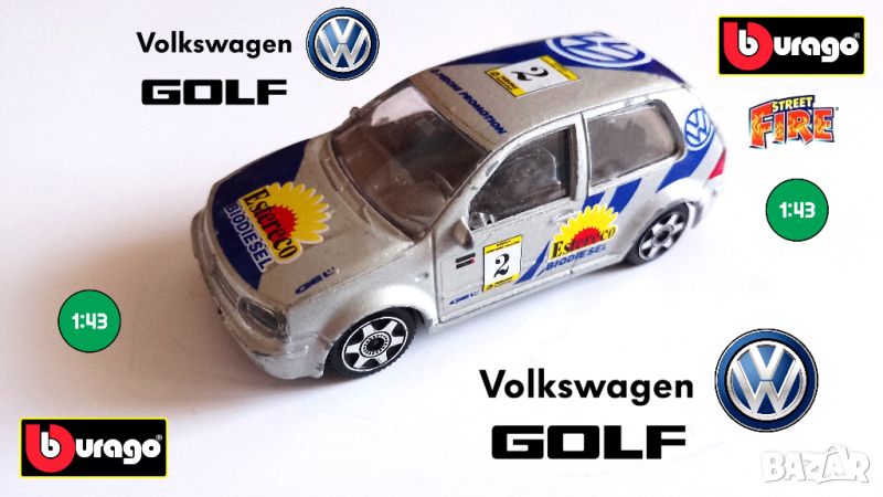 Bburago Volkswagen Golf IV '98 Rally 1:43 - MADE IN ITALY, снимка 1