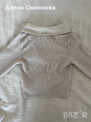 Топ H&M XS 🤍 бежов къс в рипс, снимка 3 - Корсети, бюстиета, топове - 53599515