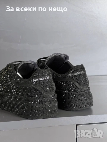 Alexander McQueen Дамски Черни Блестящи Маратонки👟Дамски Спортни Обувки В Черен Цвят Код E1290, снимка 4 - Маратонки - 53756553