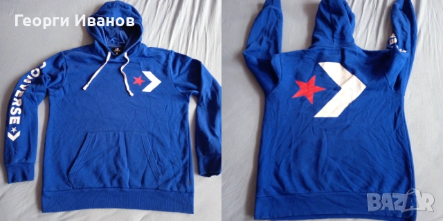 -50%OFF!!! КАТО НОВ CONVERSE M/L QR-code ОРИГИНАЛЕН суичър худи горница Royal Blue sweatshirt hoodie