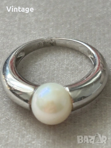 Уникален стилен дизайнерски сребърен пръстен с естествена перла , снимка 4 - Пръстени - 54097086