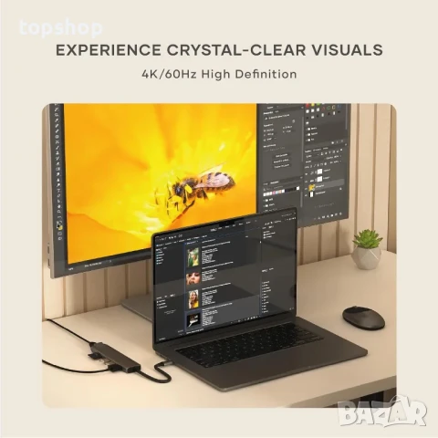 НОВ Satechi 7 в 1 USB C Hub Многопортов ХЪБ / адаптер с 4K HDMI, 100W PD зареждане, 2X USB-A порта.., снимка 5 - Кабели и адаптери - 50494845