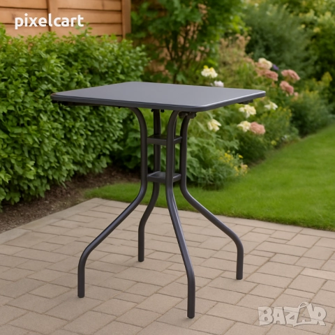 Стилна стоманена маса - тъмносиво, снимка 1