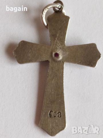 Сребърен кръст с рубин., снимка 5 - Колиета, медальони, синджири - 45418303