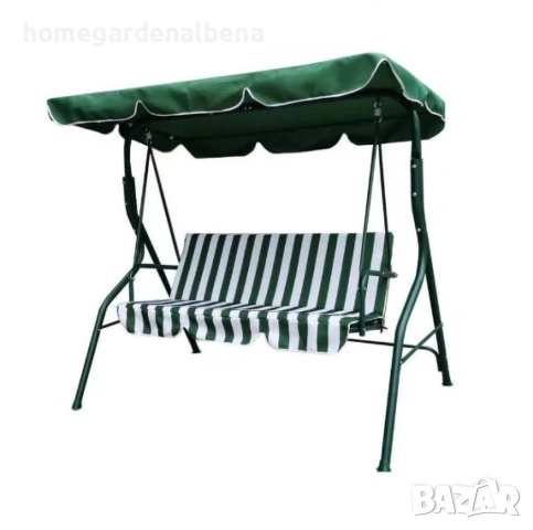 ГРАДИНСКА ЛЮЛКА ДВУМЕСТНА СЪС СЕННИК 200 КГ – БЯЛ/ЗЕЛЕН | Home&Garden by Albena , снимка 2 - Градински мебели, декорация  - 54075303
