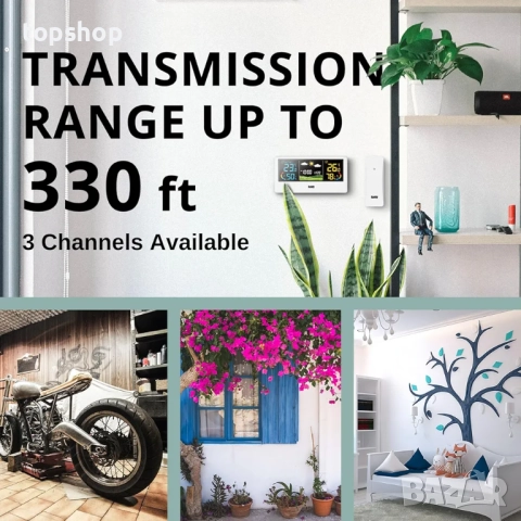 Нова безжична метеорологична станция Radioddity Raddy WF-55C с външен сензор, цветен дисплей за вътр, снимка 4 - Друга електроника - 52373015