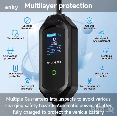 Зарядна станция за електромобили 3.6KW, Type 2, 5м кабел, WiFi app, снимка 3 - Аксесоари и консумативи - 53741836
