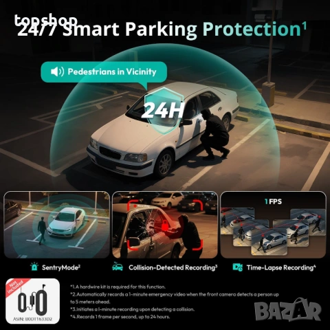 BOTSLAB G980H 4 Channel Dash Cam – Пълно 560 градуса покритие за вашия автомобил , снимка 6 - Аксесоари и консумативи - 53687680