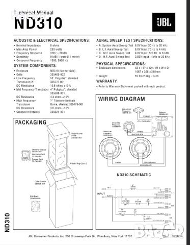 Подови Тонколони JBL ND310, снимка 7 - Тонколони - 51694331