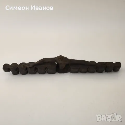 Стара африканска абаносова статуетка на барабанист #5885