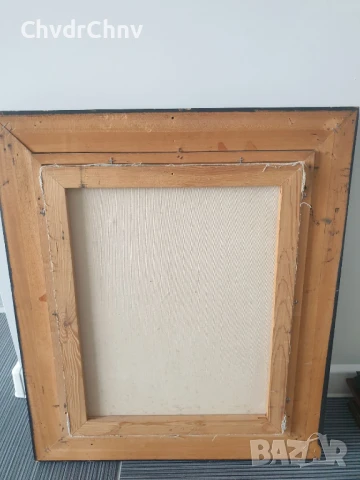 66х57см/стара картина масло върху платно/натюрморт ваза с цветя/дървена рамка, снимка 7 - Картини - 51344971