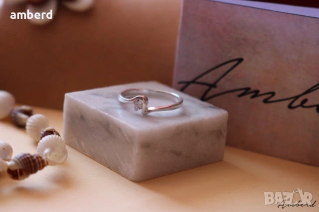 Елегантен и нежен сребърен пръстен модел R059, снимка 4 - Пръстени - 53557088