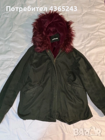 Дамско зимно яке с качулка и червен Пух размер XL, снимка 7 - Якета - 52574915