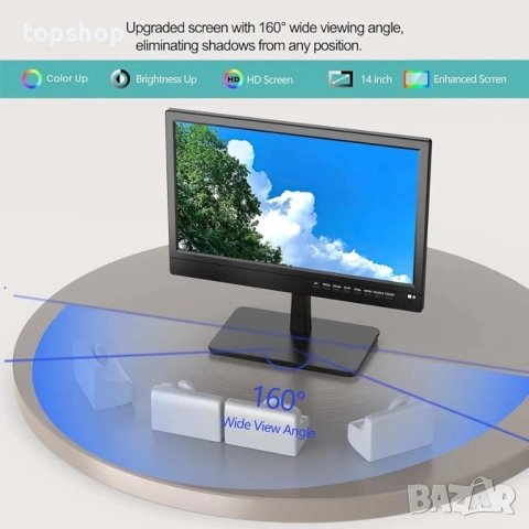 Портативен телевизор 14” DVBT-2 с USB и VGA за бус, кола камион, кемпер  ..., снимка 8 - Телевизори - 51637899