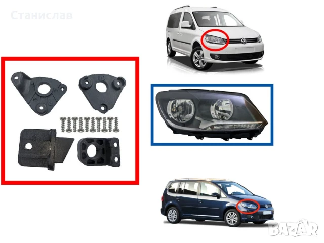 Комплект щипки за захващане на фар VW Caddy 2K Facelift, снимка 3 - Части - 50650836