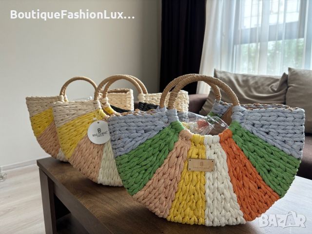 Хит! Дамски плетени кошници в много цветове, снимка 1 - Чанти - 46414437