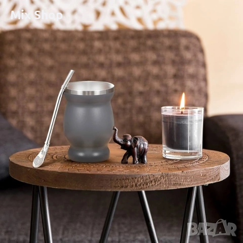 Нова Метална чаша с двойна стена и четка за почистване, снимка 5 - Чаши - 53885372