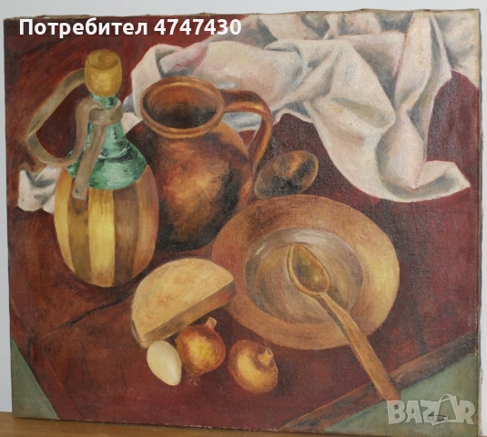 Стоян Домусчиев маслени бои картина натюрморт, снимка 3 - Картини - 53616412