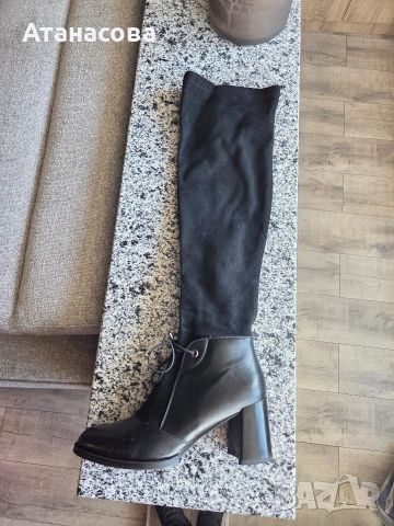 Дамски ботуши велур и кожа
