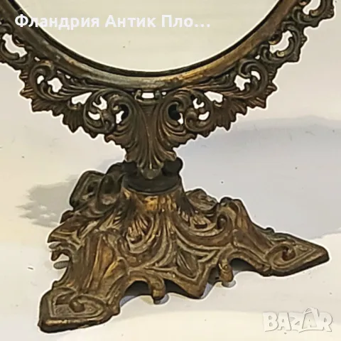 Настолно огледало с ажурна бронзова рамка №2, снимка 3 - Огледала - 49621548