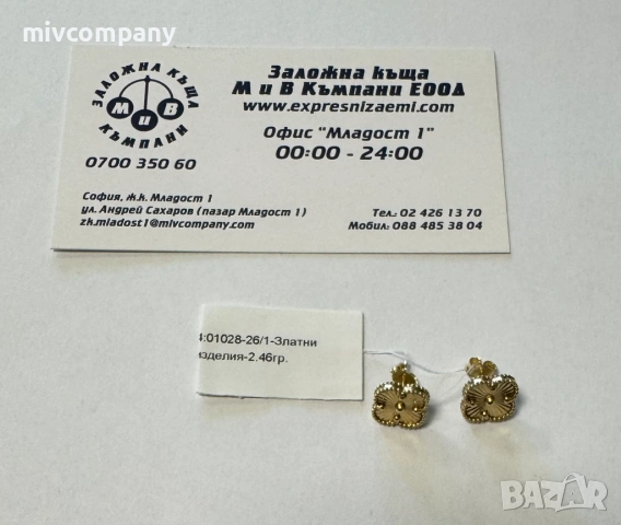 Златни Обеци 2.46гр