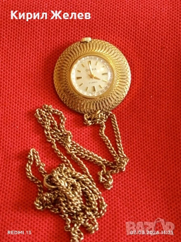 Стар часовник тип колие Чайка СССР позлатен много красив за КОЛЕКЦИЯ 53761